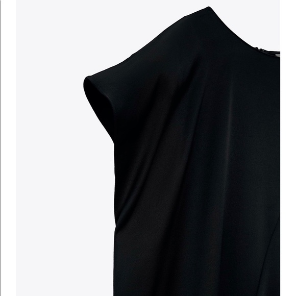 ZARA ASYMMETRICAL SATIN EFFECT DRESS sleeveless Size Xs NWT Black - Picture 7 of 8